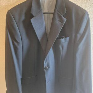 Calvin Klein Black Wool Tuxedo Pants, Jacket & Suspenders